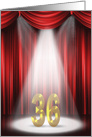 36th Anniversary in the spotlight with red curtains card