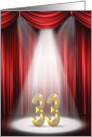 33rd Anniversary in the spotlight with red curtains card