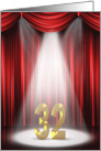 32nd Anniversary in the spotlight with red curtains card