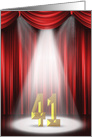 41st Birthday Party invitation, spotlight on stage with red curtains card