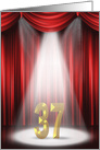 37th Birthday in the spotlight with red curtains card