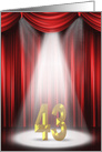 43rd Birthday in the spotlight with red curtains card