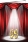 69th Anniversary in the spotlight with red curtains card