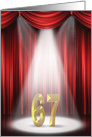 67th Anniversary in the spotlight with red curtains card