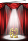 62nd Anniversary in the spotlight with red curtains card