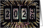 2024 New Year Odometer with Fireworks on Black Sky card