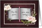 Anniversary for Couple open book with floral bouquets and pearls card