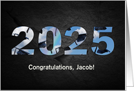 2025 Graduation With Graduate’s Name and Black Hats In Sky card