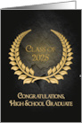 High School Graduation 2025 Gold Laurel Wreath On Black Rock card