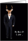 Wedding Usher request - Big buck wearing a tuxedo card