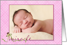 Baby Girl Birth Announcement pink polka dot photo card