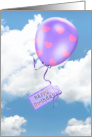 Birthday - balloon floating in clouds card