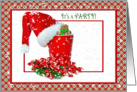 Christmas Party invitation-Santa hat on red party cup card