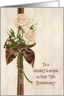 70th Wedding Anniversary rose bouquet on damask card