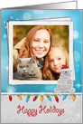 Happy Holidays- polar bear photo card with lights and tinsel card