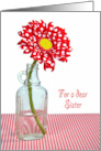 Sister’s Birthday red and white polka dot daisy in an old bottle card