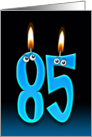85th Birthday Party invitation with candles and eyeballs card