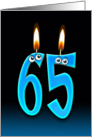 65th Birthday Party invitation with candles and eyeballs card