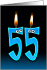 55th Birthday Party invitation with candles and eyeballs card