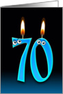 70th Birthday Party invitation with candles and eyeballs card