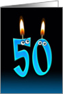 50th Birthday Party invitation with candles and eyeballs card