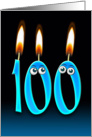 100th Birthday Party invitation with candles and eyeballs card