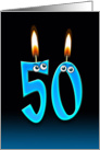 50th Birthday humor with candles and eyeballs card