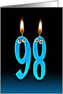 98th Birthday humor with candles and eyeballs card