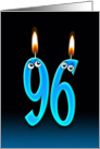 96th Birthday humor with candles and eyeballs card