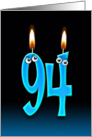 94th Birthday humor with candles and eyeballs card