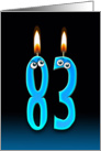 83rd Birthday humor with candles and eyeballs card