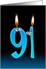 91st Birthday humor with candles and eyeballs card