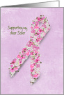 for Sister, pink ribbon for breast cancer patient card