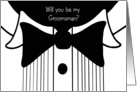 Groomsman request for brother-black and white tuxedo design card