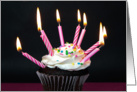 Birthday candles on chocolate cupcake card