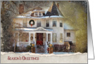 Season’s Greetings-Victorian house in snow card