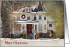 Merry Christmas for Boss-Victorian house in snow card