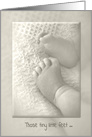 New Baby congratulations baby feet in sepia tone card