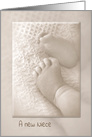 New Niece congratulations baby feet in sepia tone card
