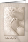 new Nephew congratulations baby feet in sepia tone and border card