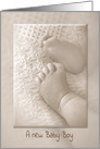 Baby Boy congratulations with baby feet in sepia tone card