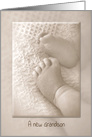 New Grandson congratulations baby feet in sepia tone card