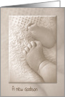 New Godson congratulations baby feet in sepia tone card