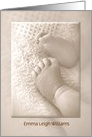 Customized Birth Announcement-baby feet in sepia tone card
