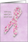For Cousin Pink Ribbon with Flowers for Breast Cancer Survivor card