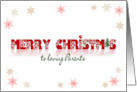 Merry Christmas for Parents, snowflake border on white with reflection card