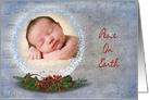 Peace on Earth photo card-snow globe on faded music background card