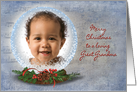 Great Grandma Christmas photo card-snow globe on music background card