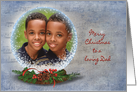 Dad’s Christmas photo card-snow globe on music background card