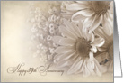 59th Anniversary-daisy bouquet in sepia tones card